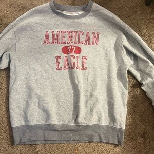 American Eagle Outfitters Gray Sweater with Red Logo